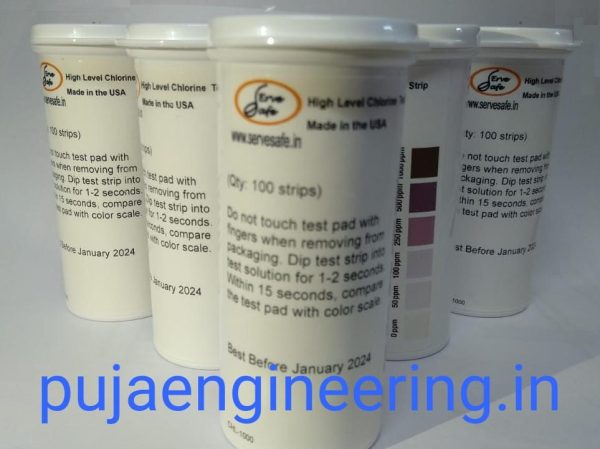 High Level Chlorine Test Strips Vial of 100 Strips upto 1000 PPM